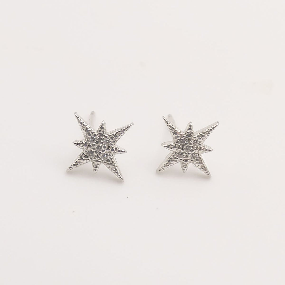 Sterling Silver Cosmic Starburst Stud Earrings
