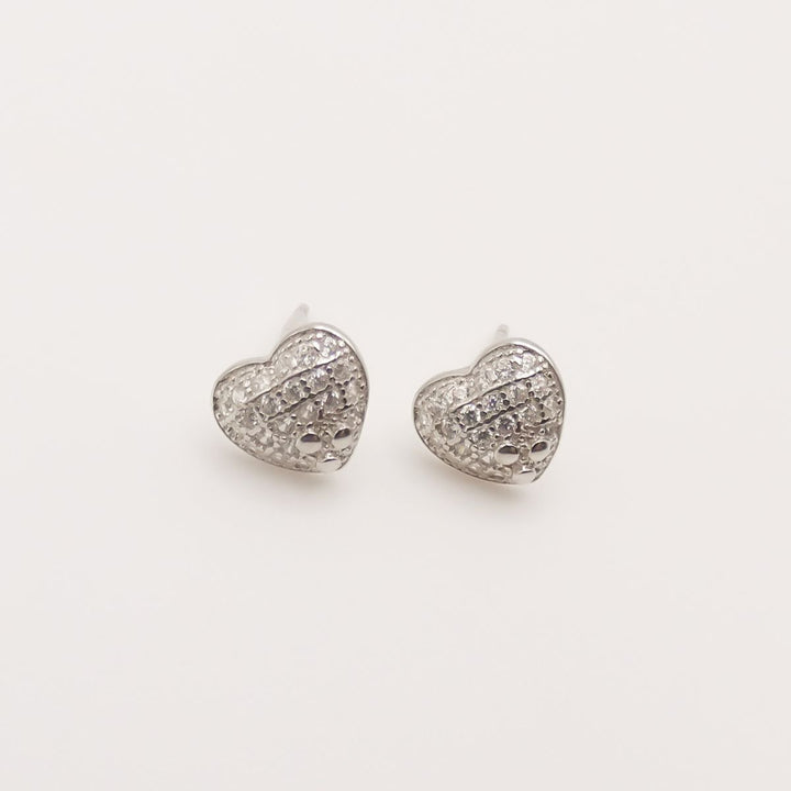 Sterling silver Crystal Heart Stud Earrings