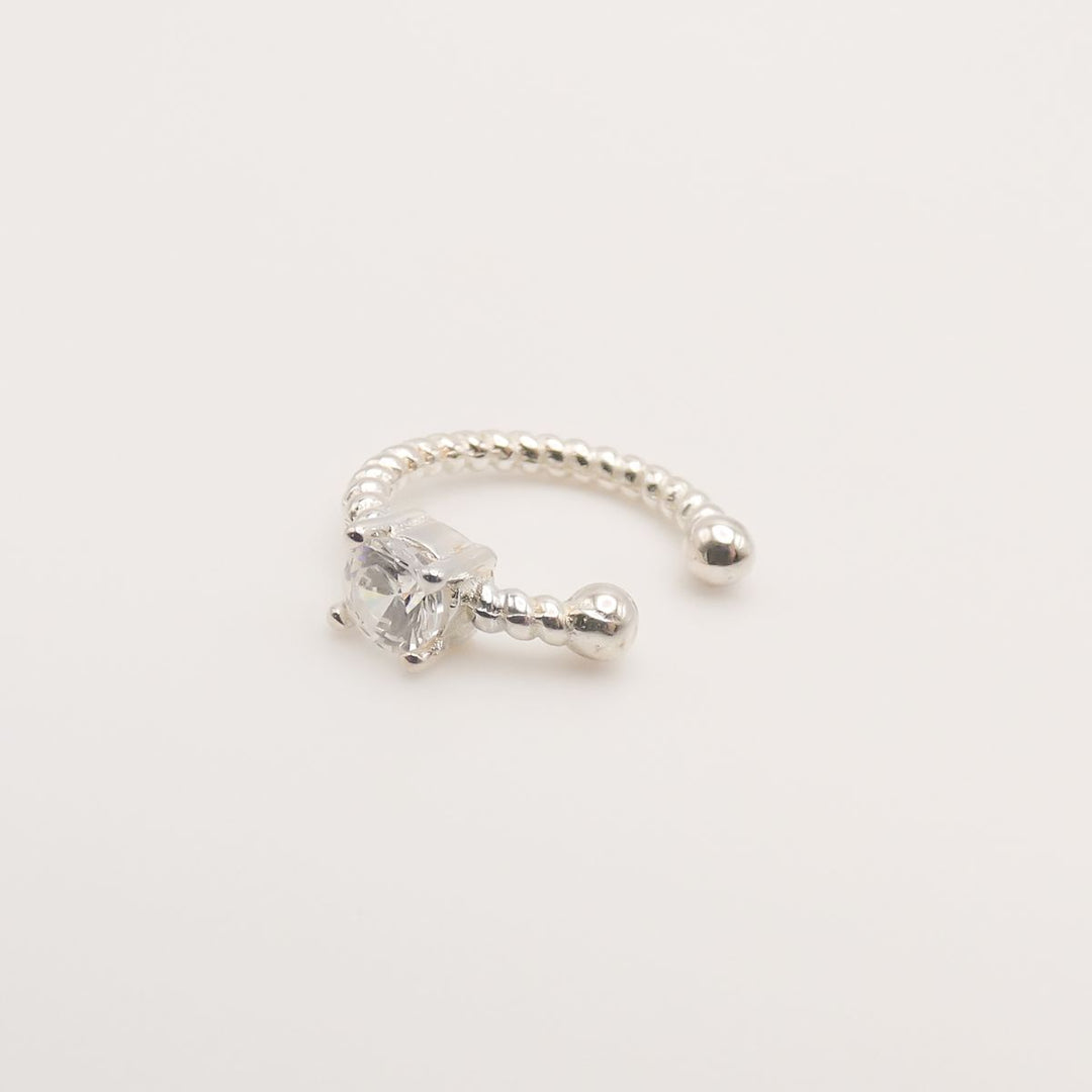 Outlet- Sterling Silver Singular Rope Crystal Ear Cuff