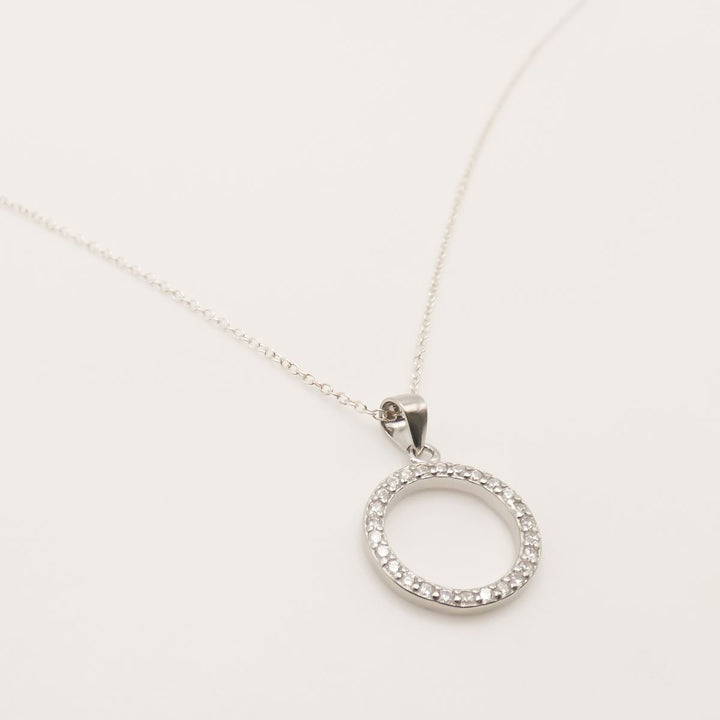 Sterling Silver Crystal Halo Necklace