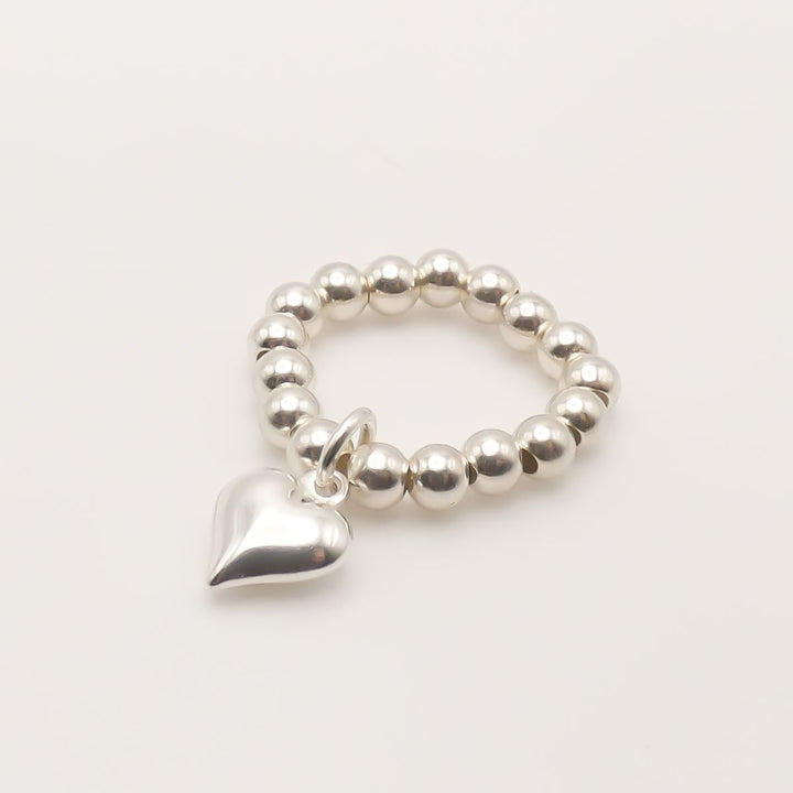 Sterling Silver Mia Heart Beads Ring