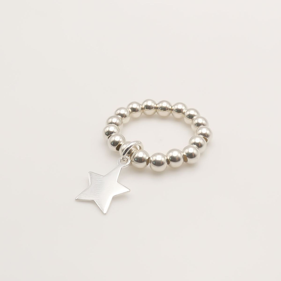 Sterling Silver Star Beads Ring