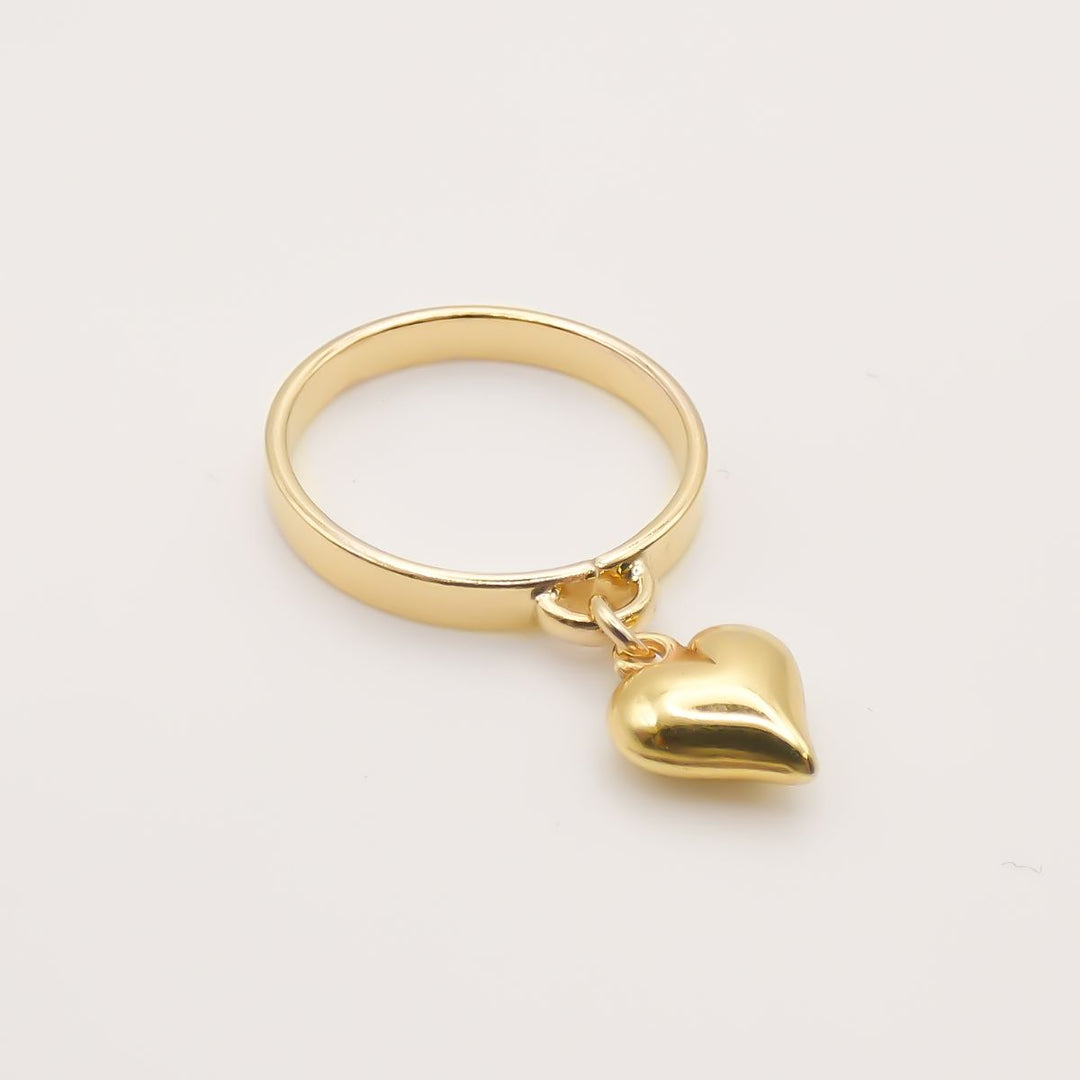 Sterling Silver Charm Ring with Mia Heart, Gold