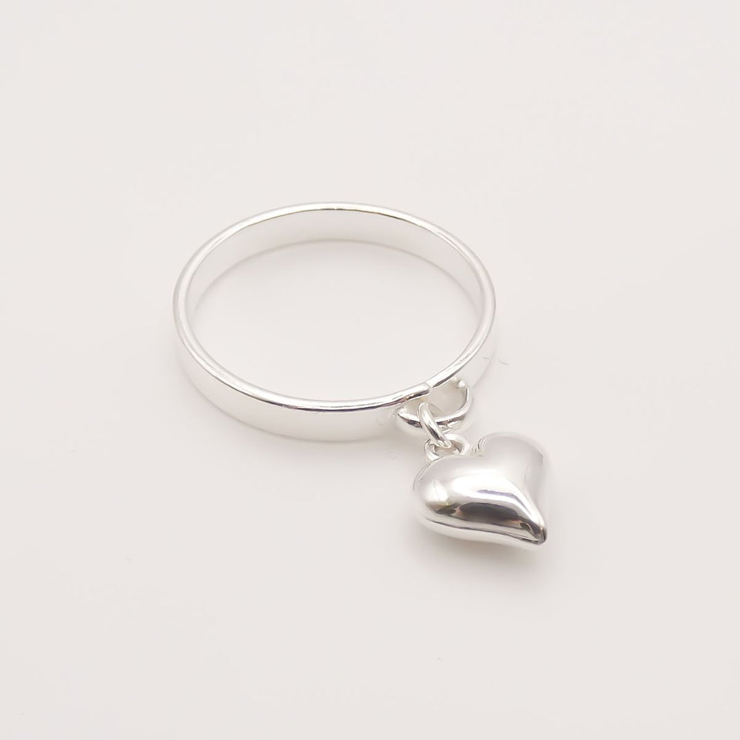Sterling Silver Charm Ring with Mia Heart