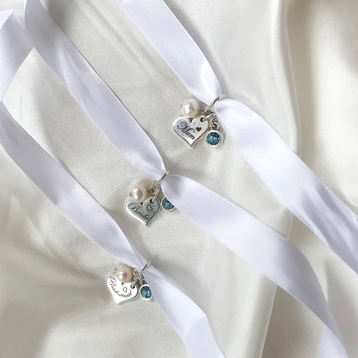 Bridal Bouquet Ribbon & Charm - Family Heart