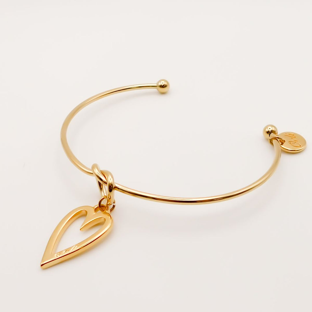 Outlet- Knotted Bangle with Open Heart, Gold
