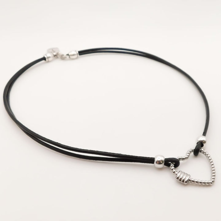 Leather Heart Lock Necklace