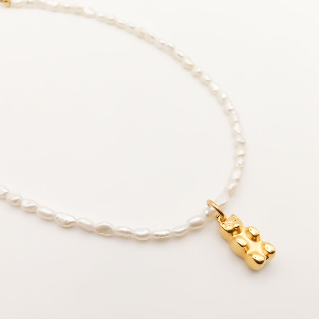 Limited Edition Gummy Bear Pearl Necklace, Gold