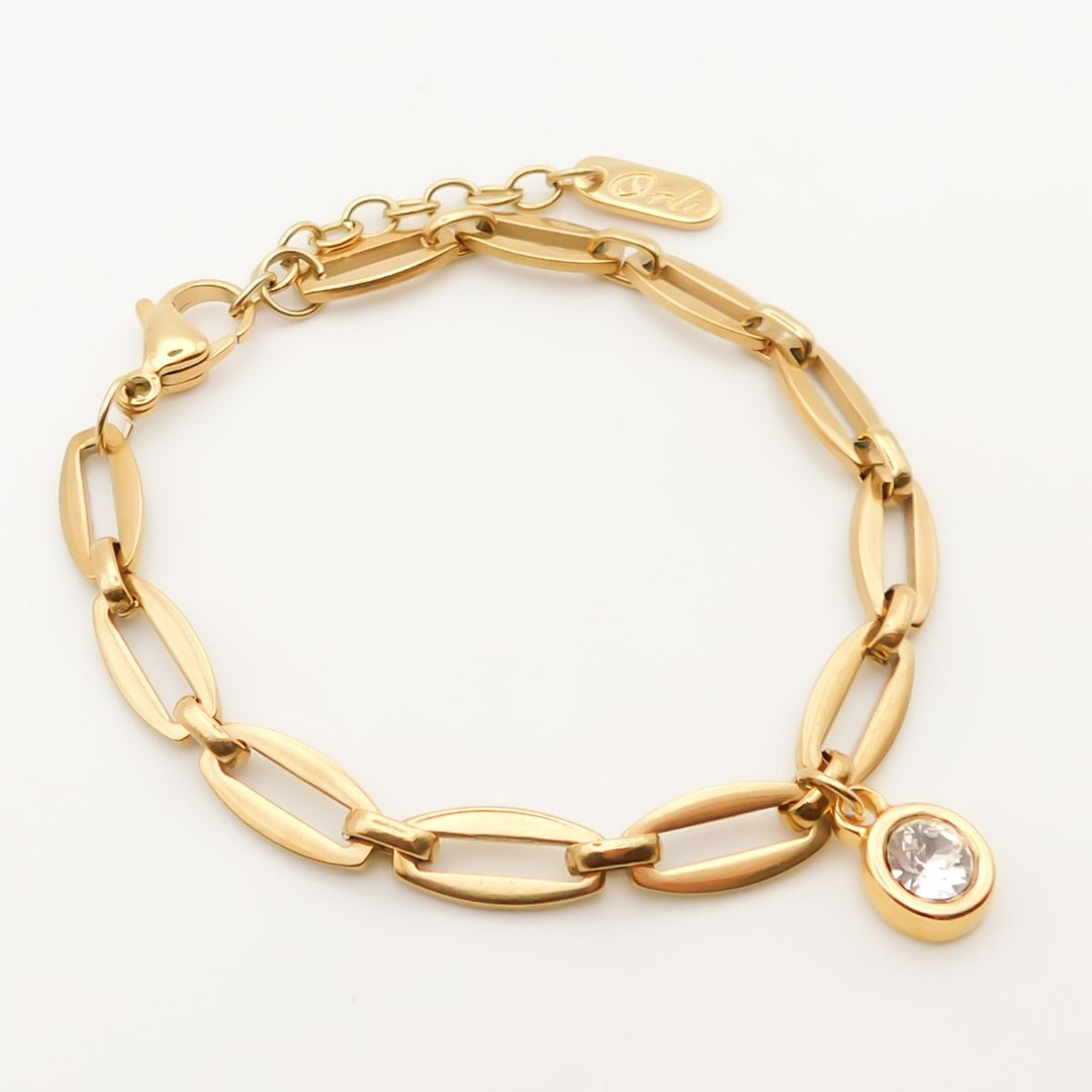 Long Link Personalised Birthstone Bracelet, Gold