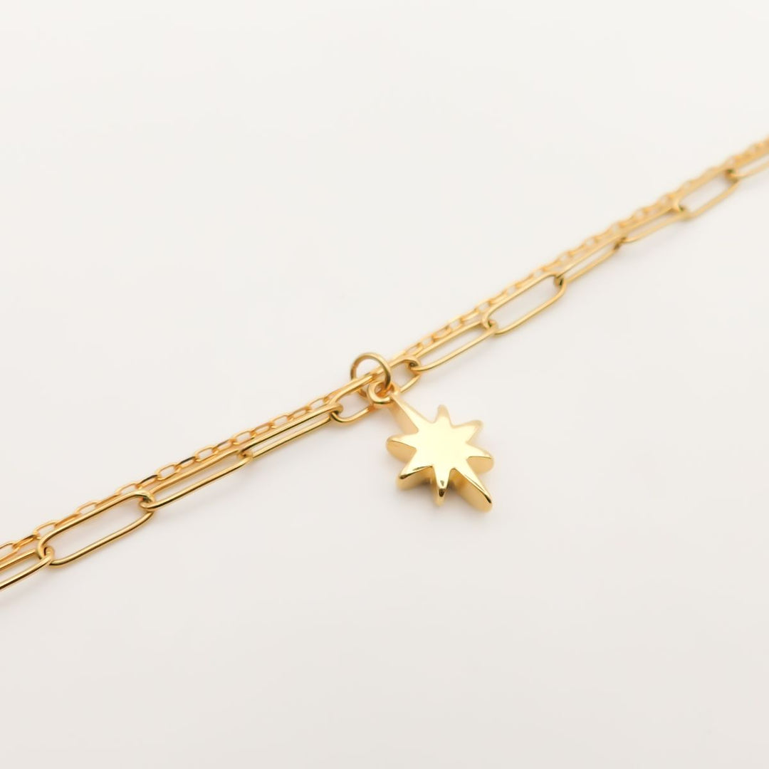 Double Chain Cosmic Starburst Bracelet, Gold