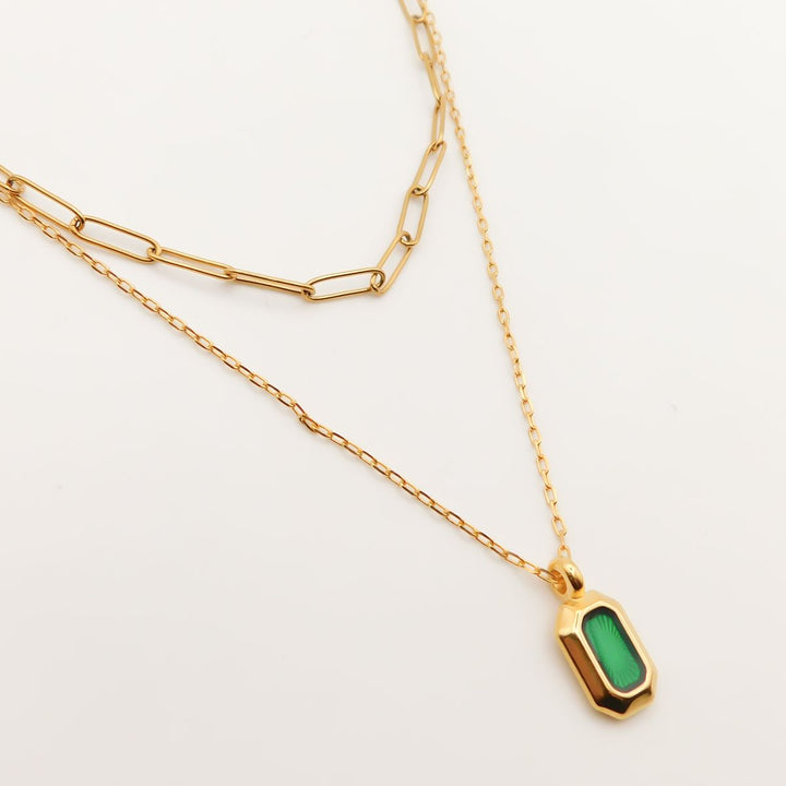 Iconic Enamel Layering Necklace, Green
