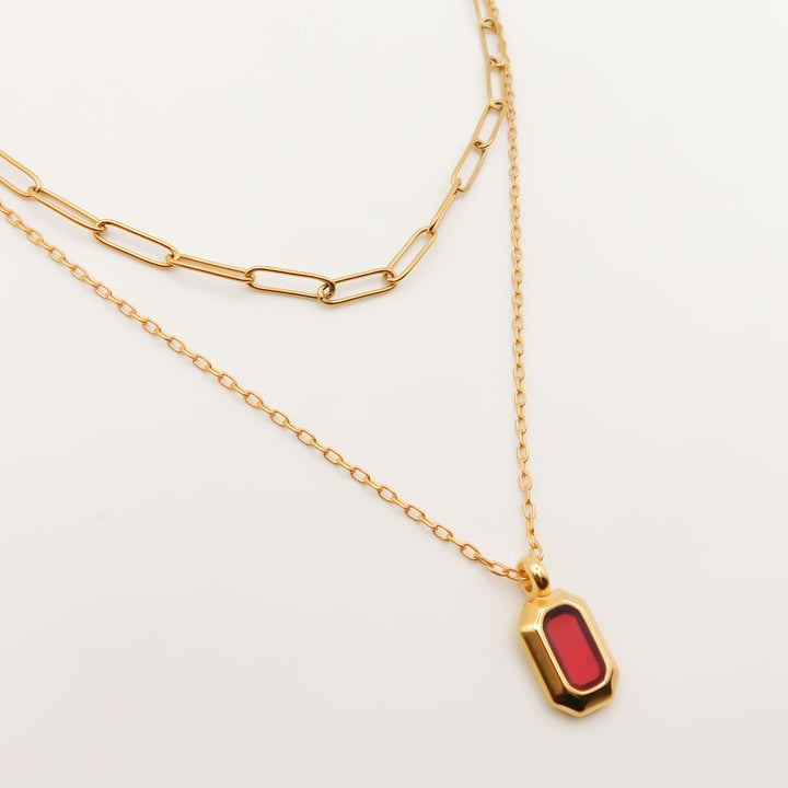 Outlet- Iconic Enamel Layering Necklace, Red