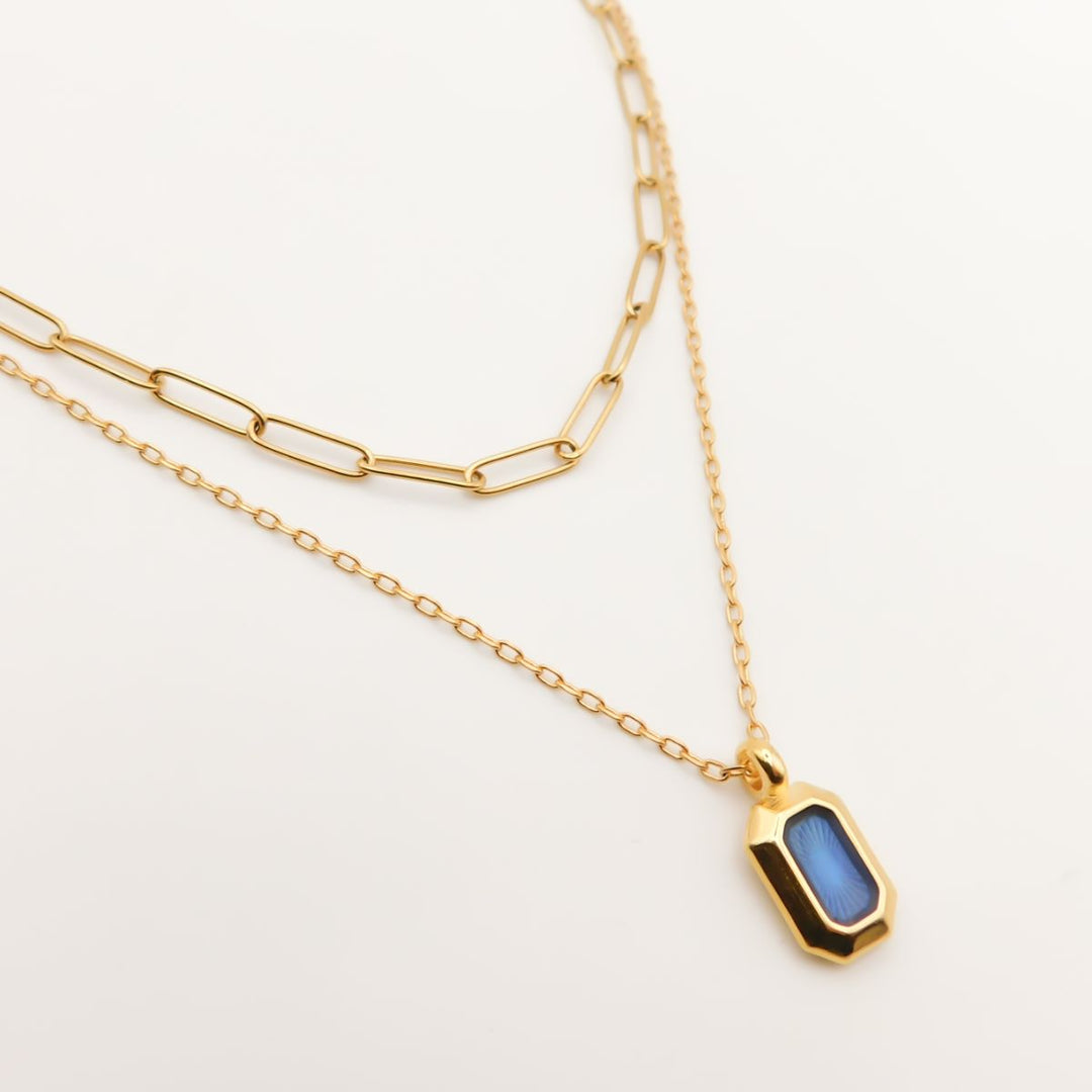 Iconic Enamel Layering Necklace, Blue