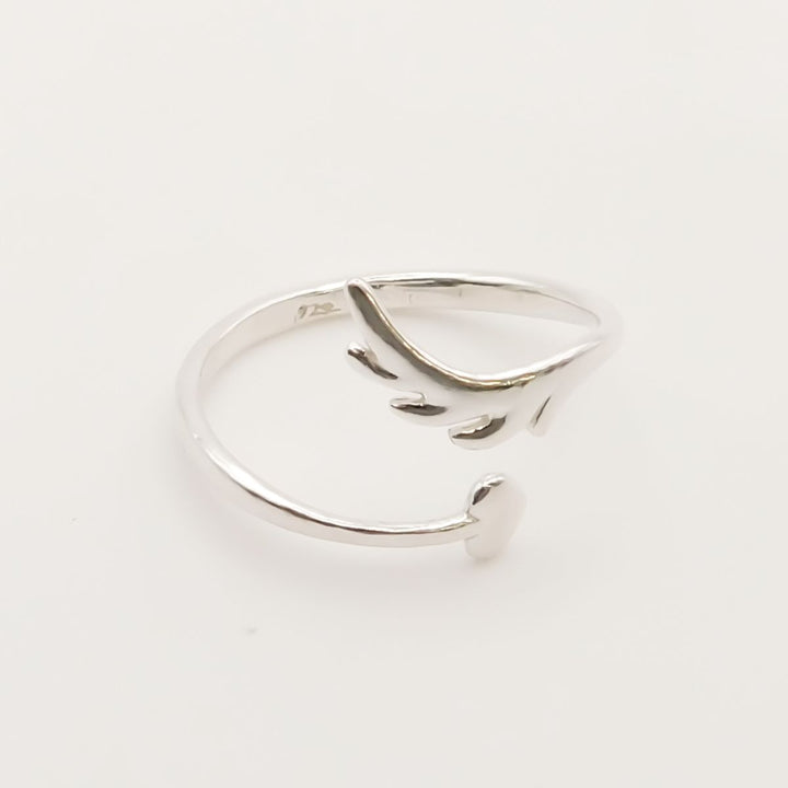 Sterling Silver Heart and Wing Expandable Ring