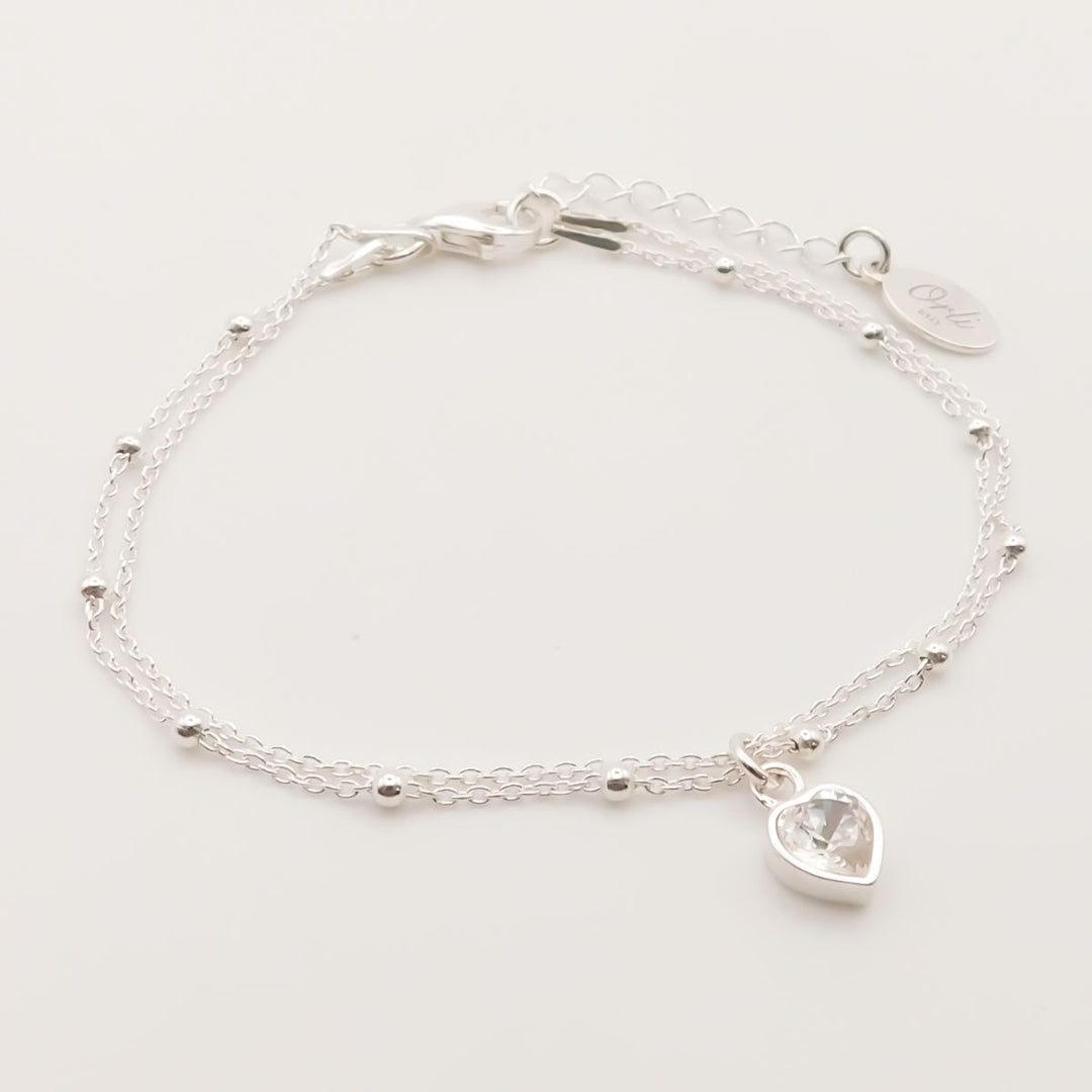 Sterling Silver Ally Bracelet With Crystal Liv Heart