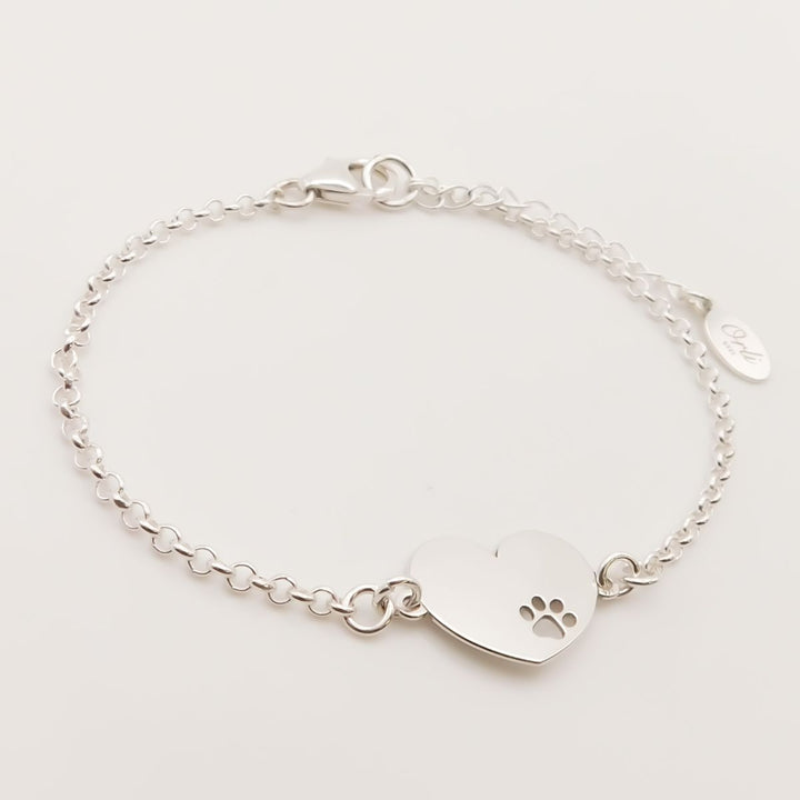 Sterling Silver Paw Print Connector Bracelet