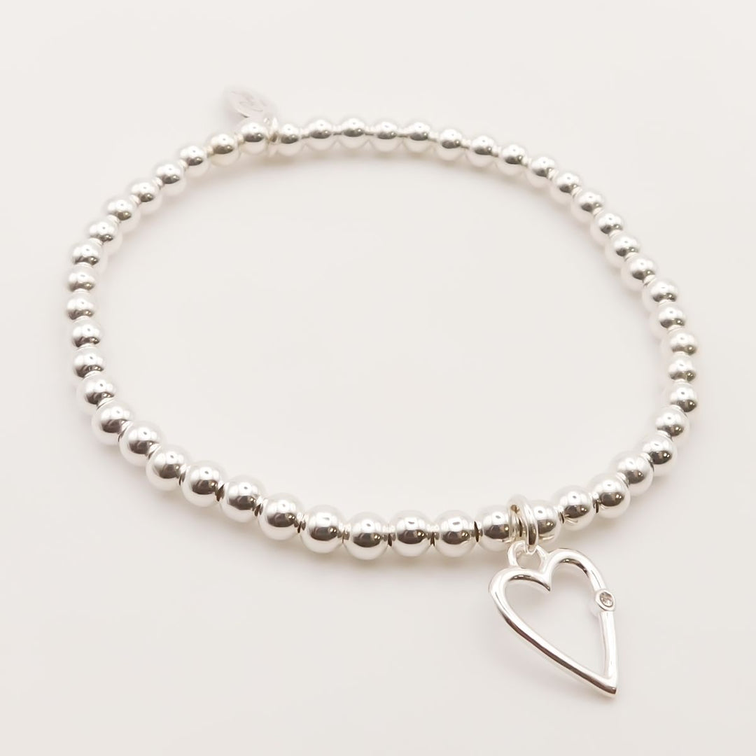 Sterling Silver Maddie Heart Beads Bracelet
