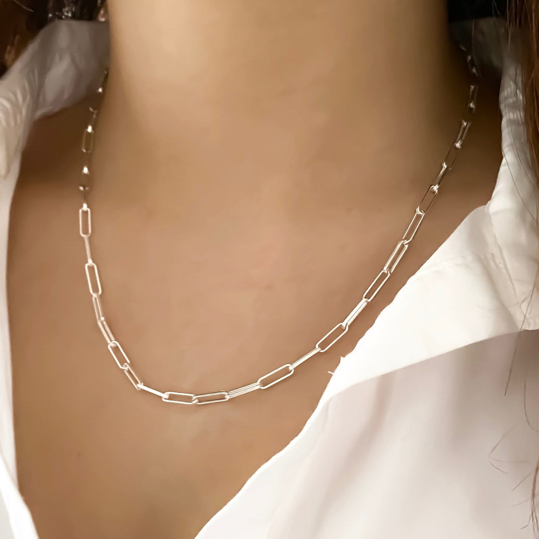 Sterling Silver Classic Paperclip Chain Necklace
