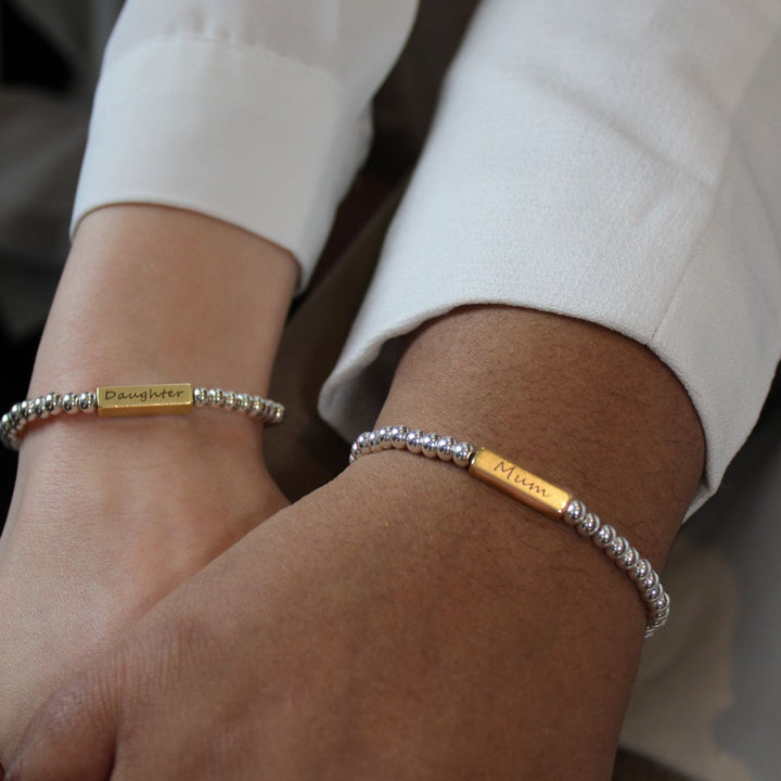 Mum & Daughter Zara Beads Bracelet Set, Silver & Gold