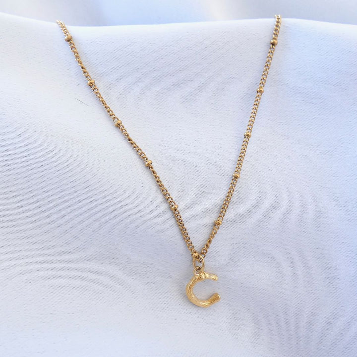 Outlet- Bamboo Initial Bobble Chain Necklace, Gold