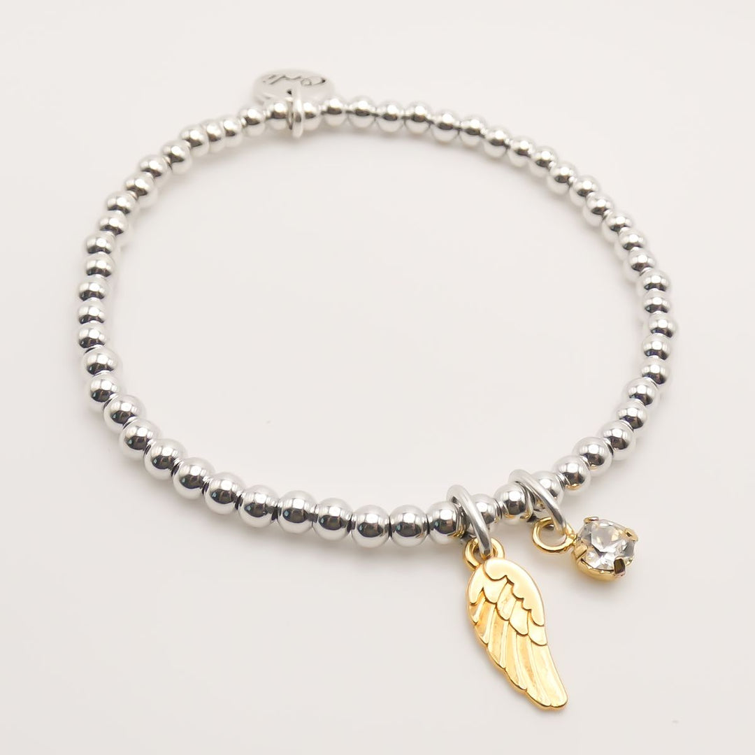 Angel Wing and Birthstone Personalised Beads Bracelet