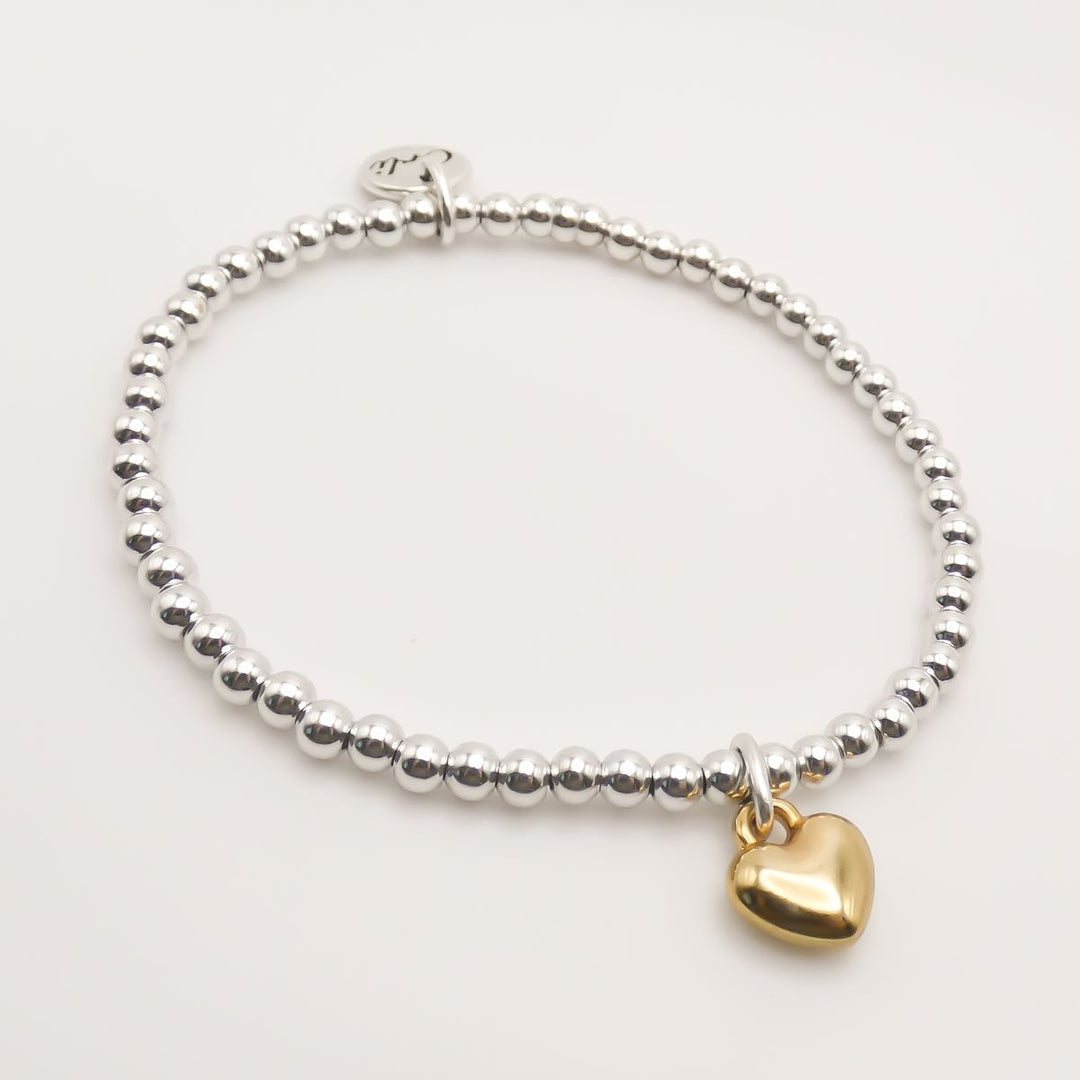 Puffed Heart Personalised Beads Bracelet