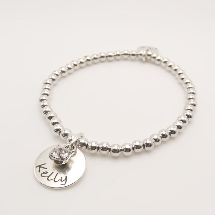 Lily Personalised Birthstone Beads Bracelet, Silver