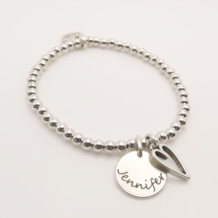 Engravables- Lily Open Heart Personalised Beads Bracelet