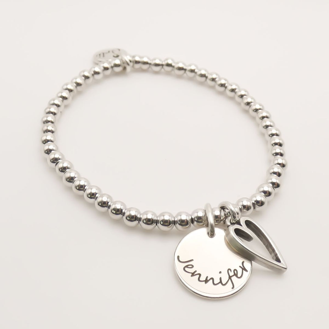 Lily Open Heart Personalised Beads Bracelet