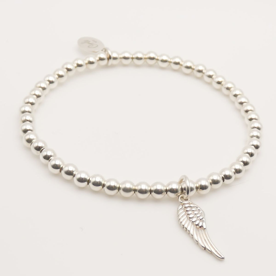 Sterling Silver Angel Wing Beads Bracelet