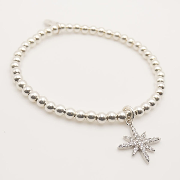Sterling Silver Cosmic Crystal Starburst Beads Bracelet