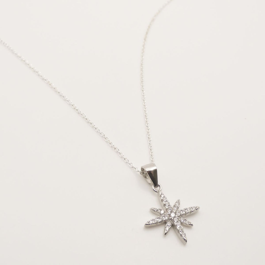 Sterling Silver Cosmic Crystal Starburst Necklace