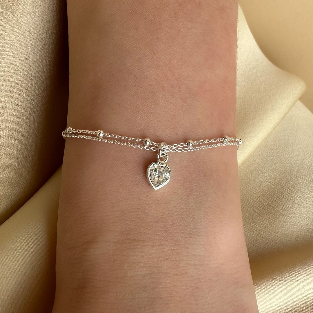 Sterling Silver Ally Bracelet With Crystal Liv Heart