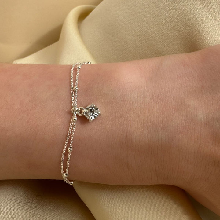 Sterling Silver Ally Bracelet With Birthstone Crystal