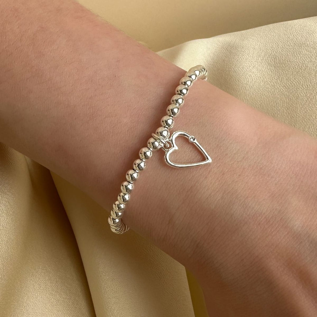 Sterling Silver Maddie Heart Beads Bracelet