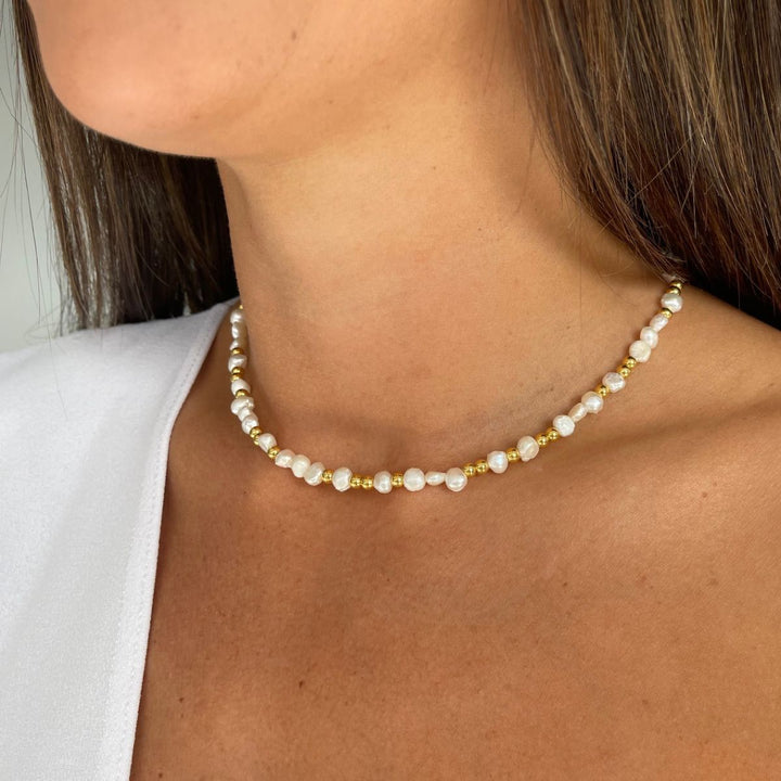 Rae Pearl Necklace, Gold