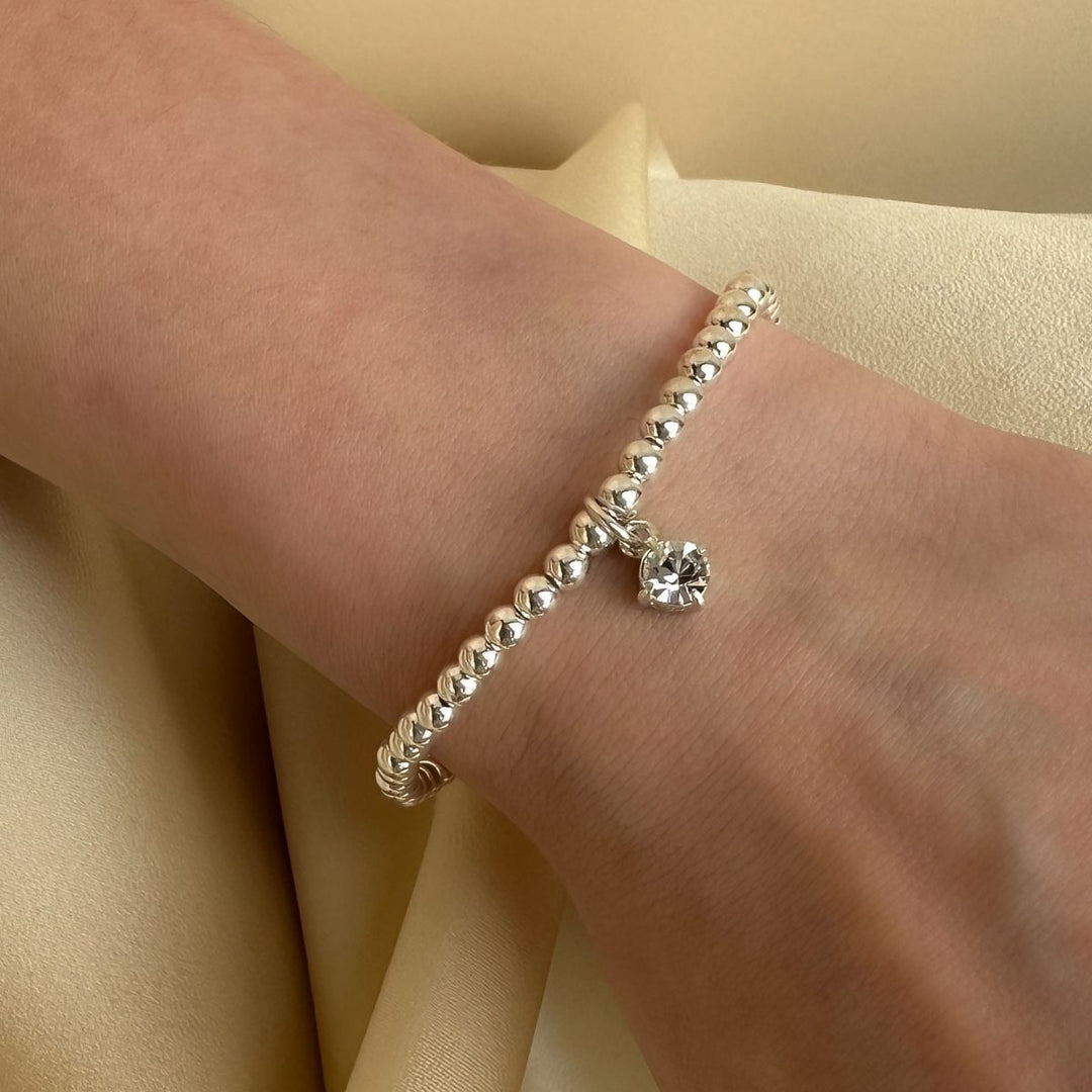 Sterling Silver Personalised Birthstone Beads Bracelet
